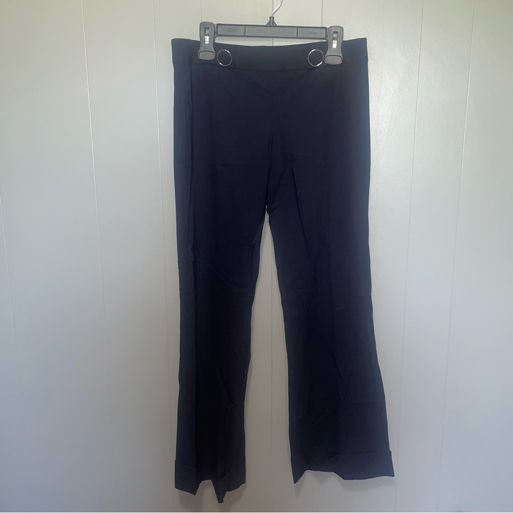 Tory Burch Navy Wide Leg Double Button Cuff Hem Dress Pants Size 6